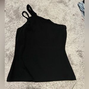 Anthropologie Black One-Shoulder Tank Top